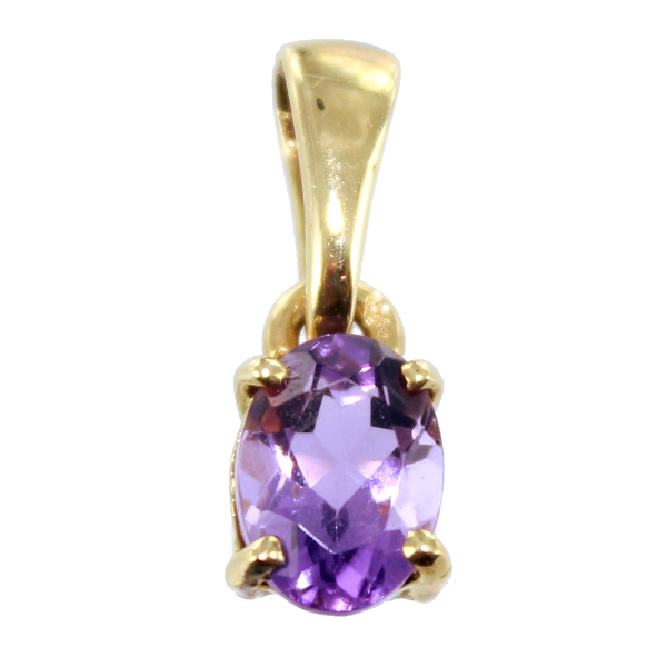 Pendentif Or Jaune Lovale 8x6 violet Zinzolin 