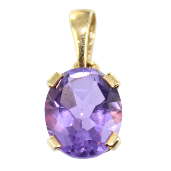 Pendentif Plaqué Or Lovale 11x9 violet Zinzolin 