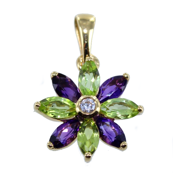 Pendentif Or Jaune Fleur des champs 