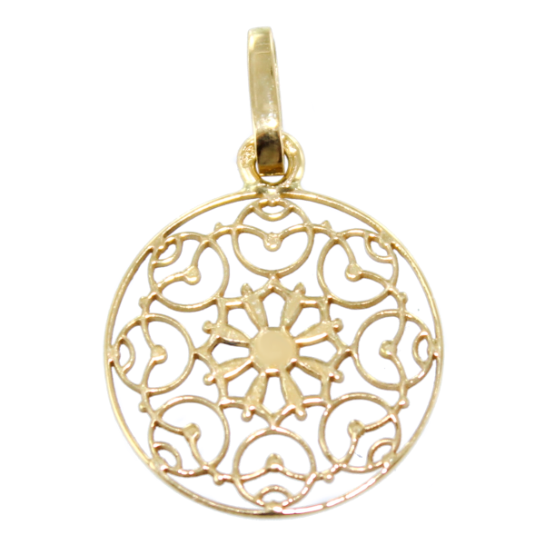 Pendentif Or Jaune Rosace fleurie - Taille 1 - 15mm 