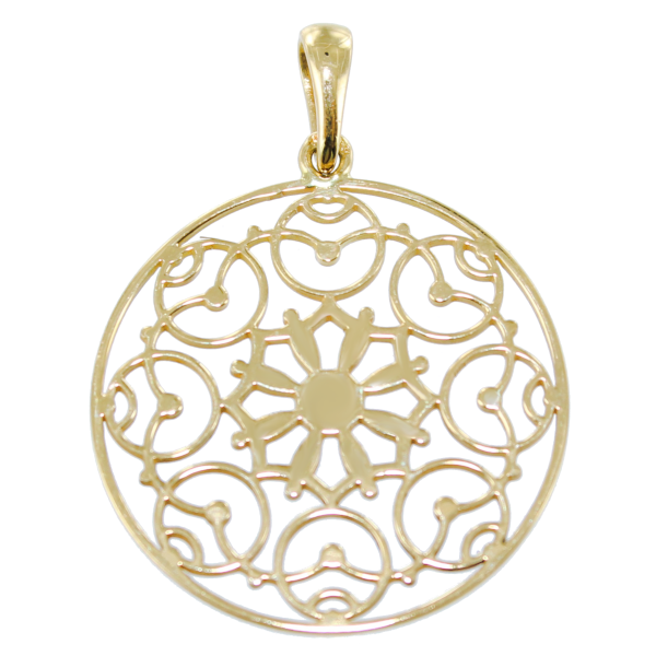 Pendentif Or Jaune Rosace fleurie - Taille 2 - 24mm 
