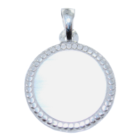 Médaille lisse - Collerette pois Or 18 K Blanc 