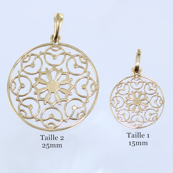 Pendentif Rosace fleurie - Taille 2 - 24mm - Image 2 