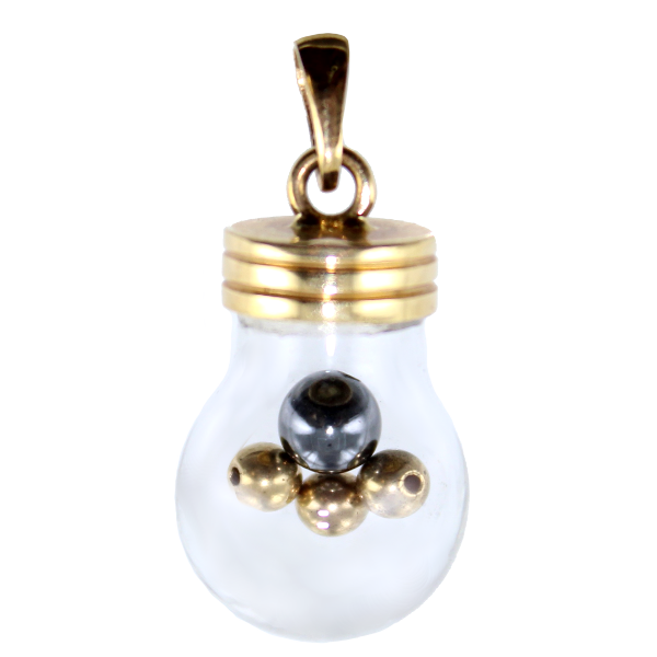 Pendentif Or Jaune Ampoule Boules d'or et Perle