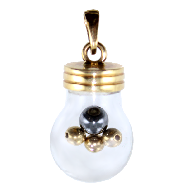 Pendentif Or Jaune Ampoule Boules d'or et Perle 