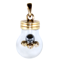 Pendentif Or Jaune Ampoule Boules d'or et Perle