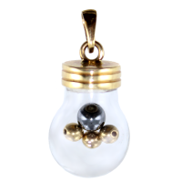 Pendentif Or Jaune Ampoule Boules d'or et Perle 