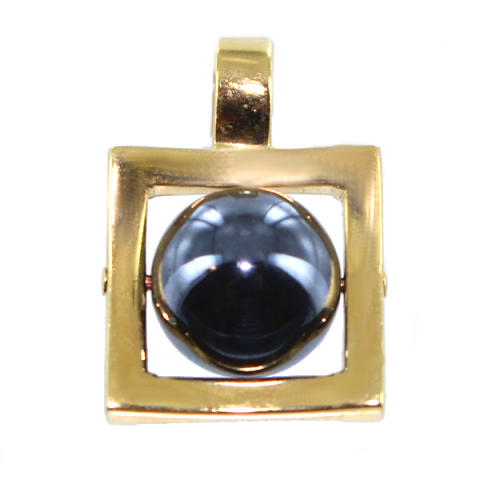 Pendentif Or Jaune Hématite carrée 