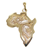 Pendentif Or Jaune Carte de l'Afrique filigrane - Taille 2 