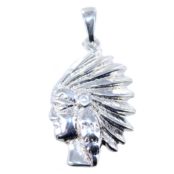 Pendentif Argent Profil d'Indien 