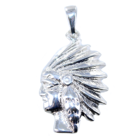 Pendentif Argent Profil d'Indien 