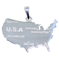 Pendentif Argent Carte Etats-Unis 