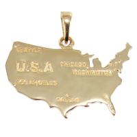 Pendentif Or Jaune Carte Etats-Unis 