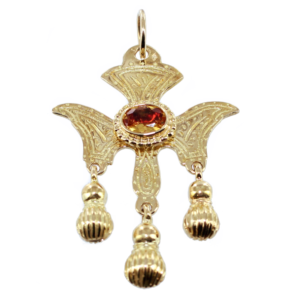 Pendentif Or Jaune Saint Esprit gravé empiérré - Modèle 5 