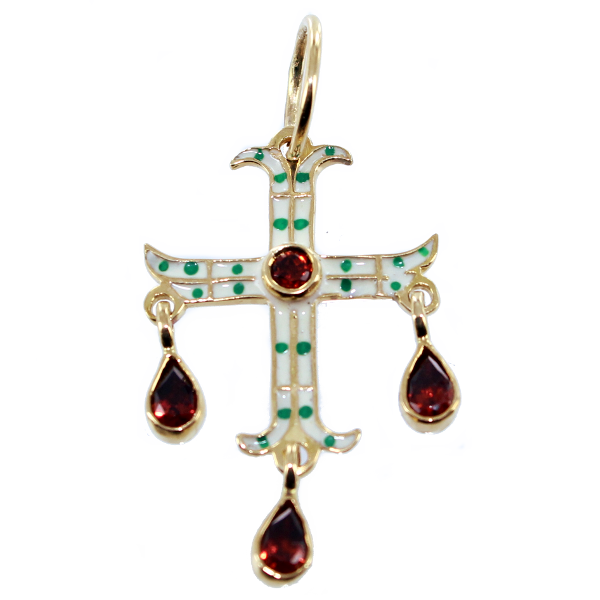 Croix d'Auvergne émaillée empierrée - Modèle 1 Or Jaune 