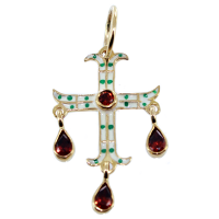 Croix d'Auvergne émaillée empierrée - Modèle 1 Or Jaune