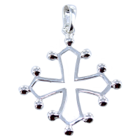 Croix Occitane avec boules - Taille 2 Argent 