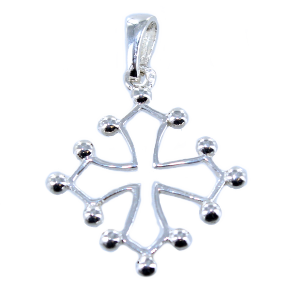 Croix Occitane avec boules - Taille 1 Argent 