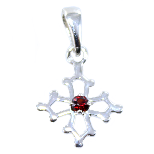 Croix Occitane empierrée - Taille 1 Argent 