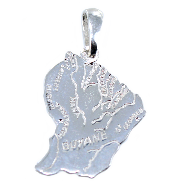 Pendentif Argent Carte Guyane - Taille 1 