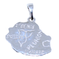 Pendentif Argent Carte La Réunion - Taille 2 