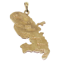 Pendentif Or Jaune Carte Martinique - Taille 2 