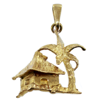 Pendentif Or Jaune Cabane de plage 