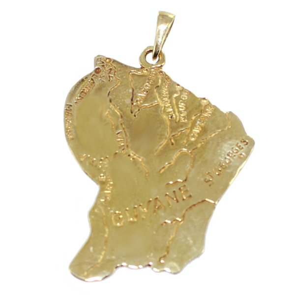 Pendentif Or Jaune Carte Guyane - Taille 2 