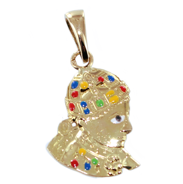 Pendentif Or Jaune Sainte Foy émaillée Conques 