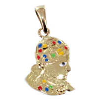 Pendentif Or Jaune Sainte Foy émaillée Conques 