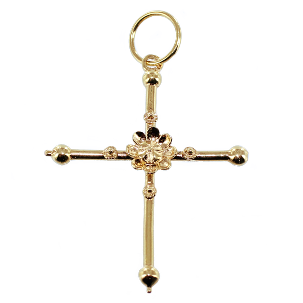 Croix Fleurie Bouton d'or - Taille 2 Or Jaune 