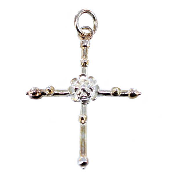 Croix Fleurie Bouton d'or - Taille 1 Argent 