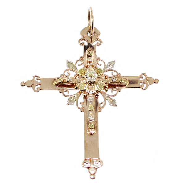 Croix fleurie plate 