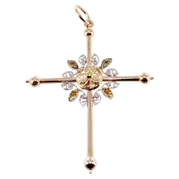 Croix Or Bicolore  Fleurie Trèfle 