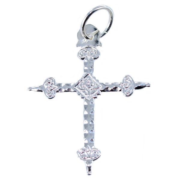 Croix Jeannette ciselée - Taille 4 Argent 