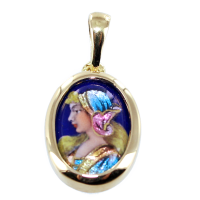 Pendentif Or Jaune Email - Corolle 