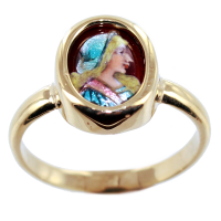 Bague Or Jaune Email Tunique bleue 