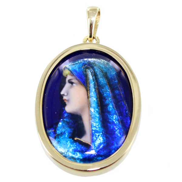 Pendentif Or Jaune Email Antique - Fabiola 