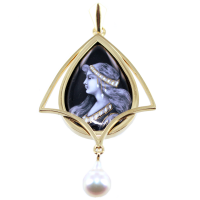 Pendentif Or Jaune Email Art Nouveau - Croisée de l'aube 