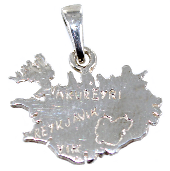 Pendentif Argent Carte Islande gravée - Taille 2 