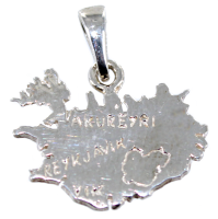 Pendentif Argent Carte Islande gravée - Taille 2 