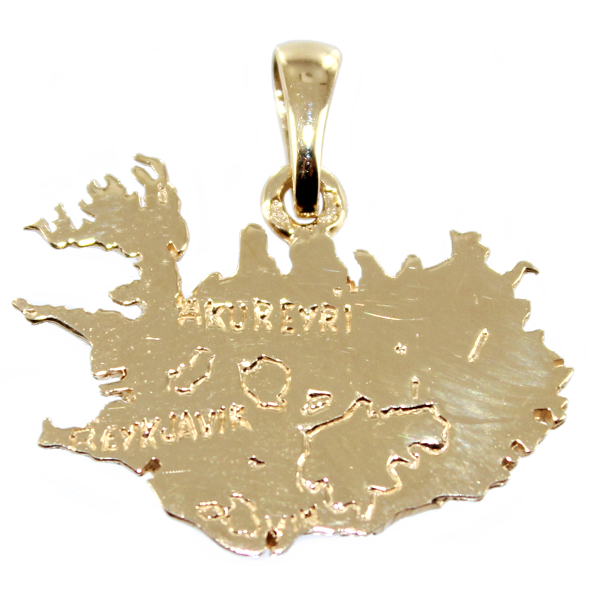 Pendentif Or Jaune Carte Islande gravée - Taille 3 