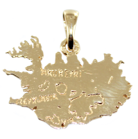 Pendentif Or Jaune Carte Islande gravée - Taille 3 