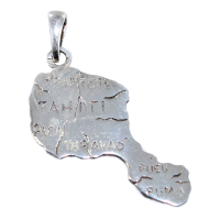 Pendentif Argent Carte Tahiti - Taille 2 