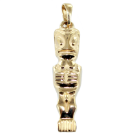 Pendentif Or Jaune Tiki Polynésien Moai 