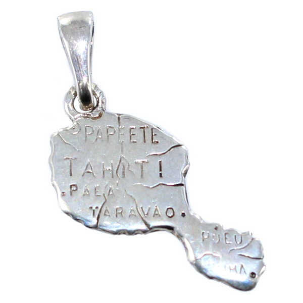 Pendentif Argent Carte Tahiti - Taille 1 