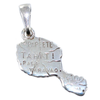 Pendentif Argent Carte Tahiti - Taille 1 