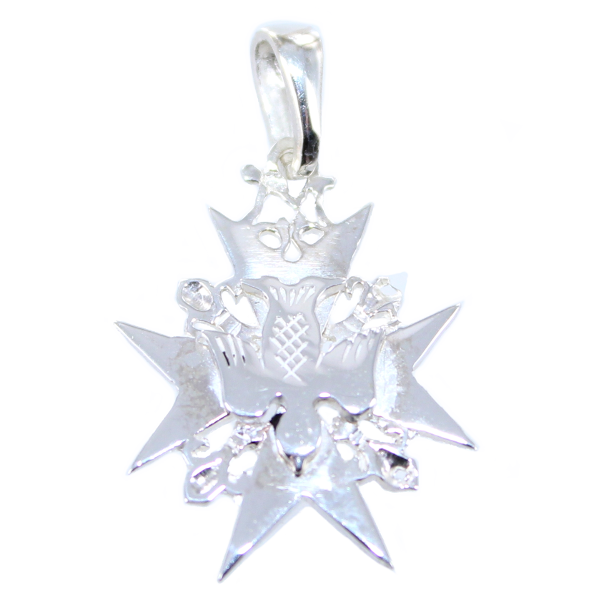 Croix Colombe protestante avec Fleur de Lys - Taille 1 Argent 