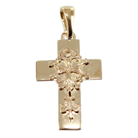 Croix Huguenote en relief Or Jaune