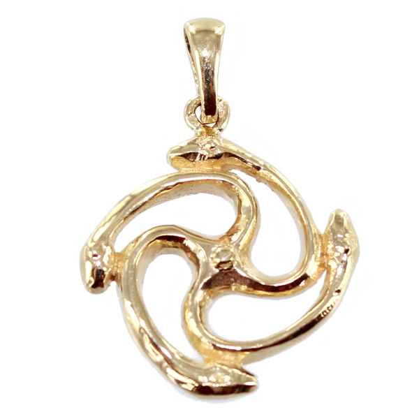 Pendentif Or Jaune Triskell 4 Couleuvres - Taille 1